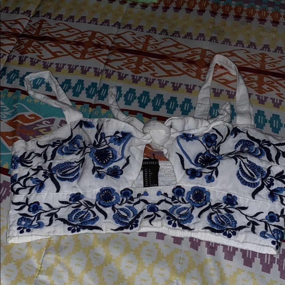 Embroidered floral crop top